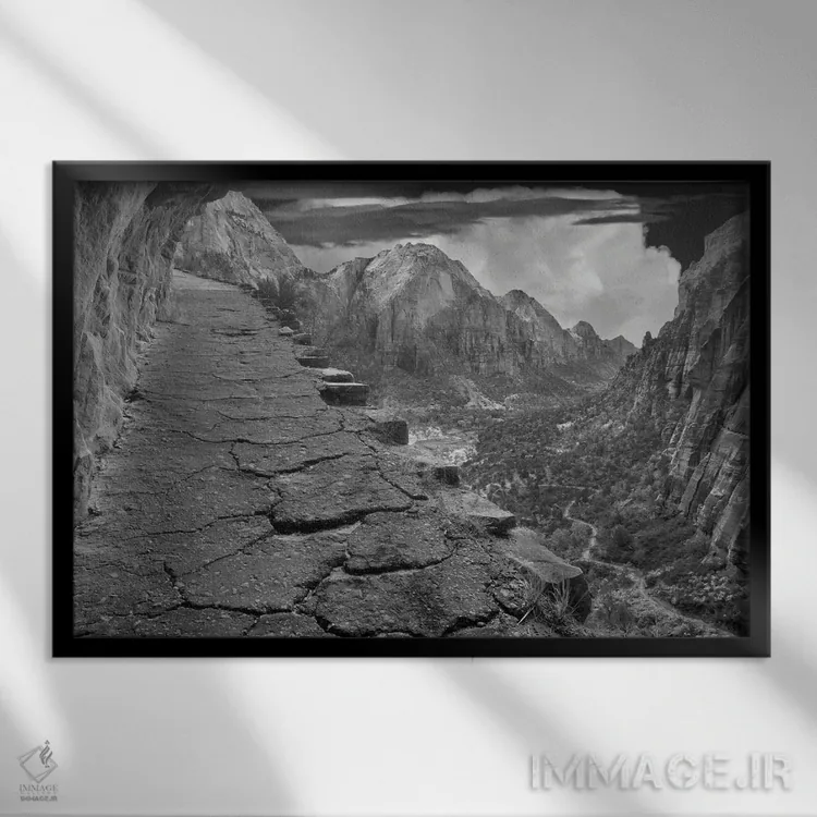 تابلو مسیر پارک ملی صهیون (آمریکا) اثر دنیس فراتس - نمای قابدار مشکی