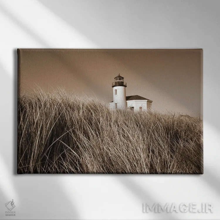 تابلو فانوس دریایی در میان چمنزار اثر دنیس فراتس - نمای روبهرو روی دیوار