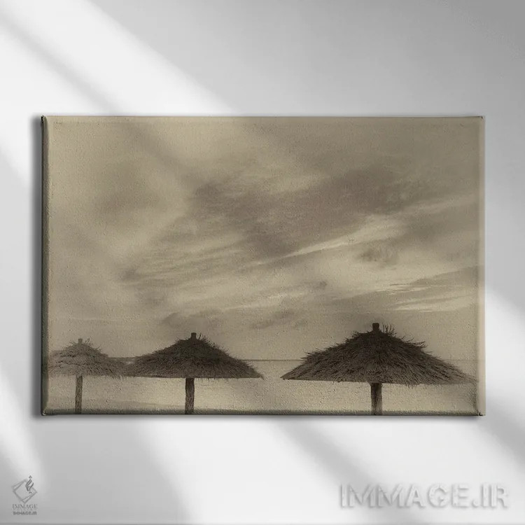 تابلو چترهای گرمسیری اثر دنیس فراتس - نمای روبهرو روی دیوار