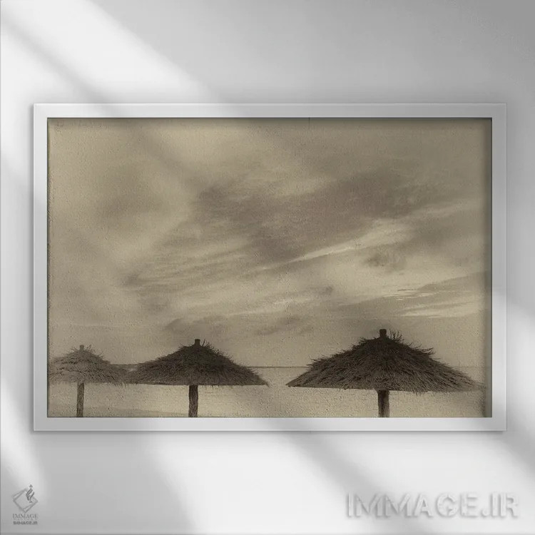 تابلو چترهای گرمسیری اثر دنیس فراتس - نمای قابدار سفید