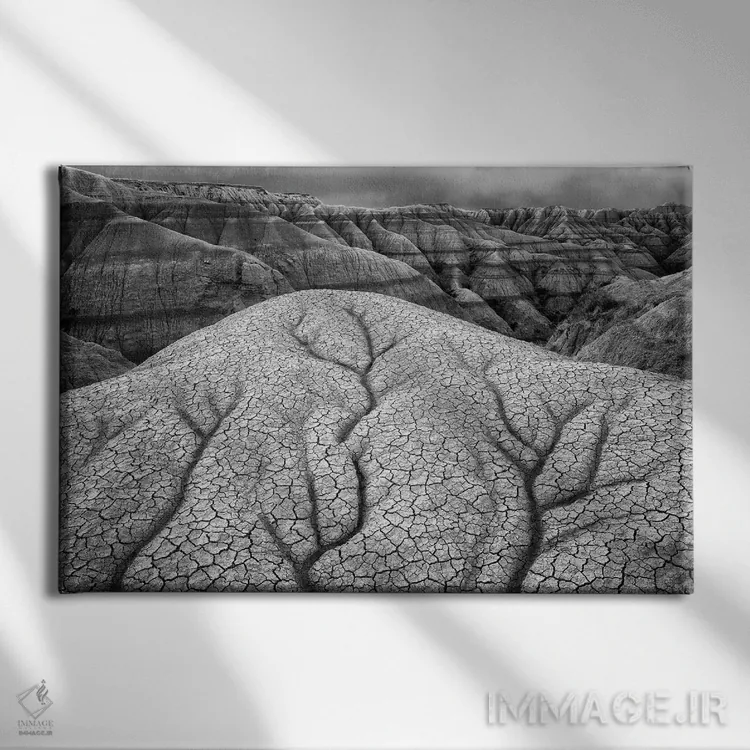 تابلو فرسایش زمین بایر اثر دنیس فراتس - نمای روبهرو روی دیوار