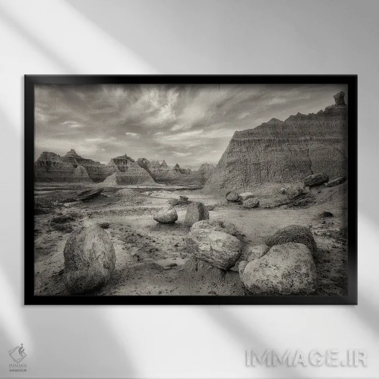 تابلو اراضی بایر ۳ اثر دنیس فراتس - نمای قابدار مشکی