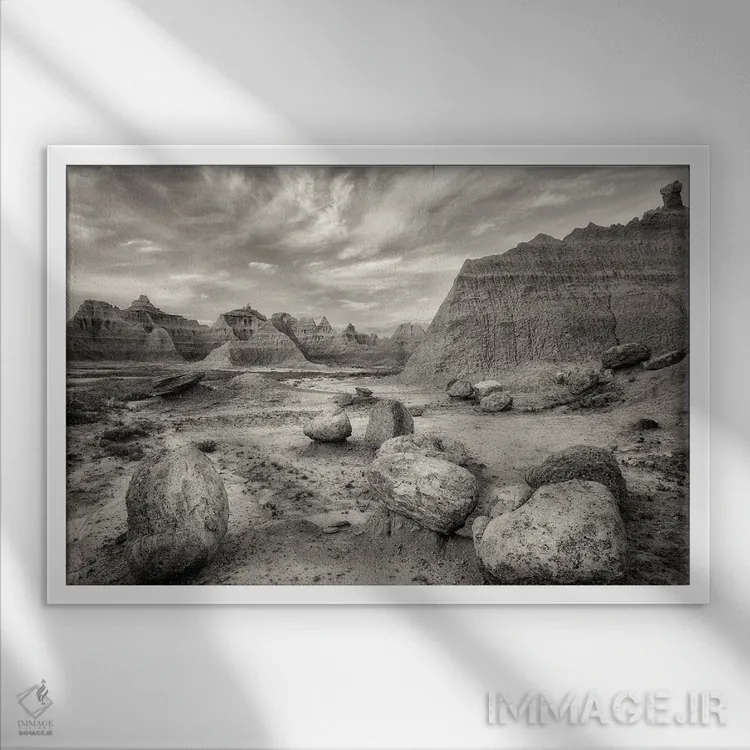 تابلو اراضی بایر ۳ اثر دنیس فراتس - نمای قابدار سفید