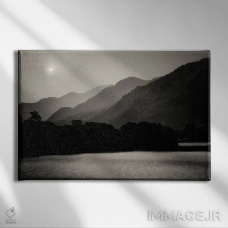 تابلو دریاچه در غروب اثر دنیس فراتس - نمای روبهرو روی دیوار