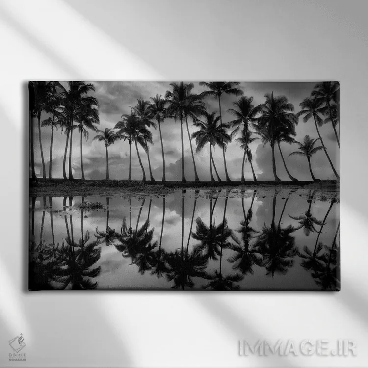 تابلو انعکاس نخل گرمسیری اثر دنیس فراتس - نمای روبهرو روی دیوار