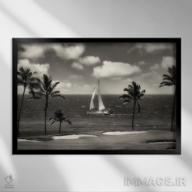 تابلو قایقرانی در زمین گلف اثر دنیس فراتس - نمای قابدار مشکی