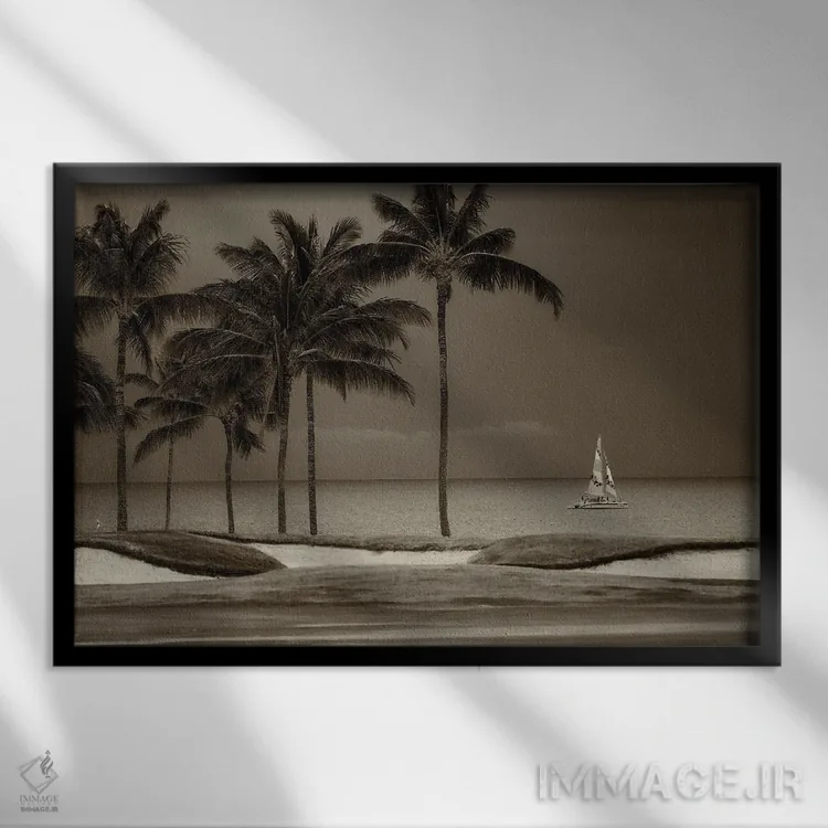 تابلو قایقرانی زمین گلف اثر دنیس فراتس - نمای قابدار مشکی