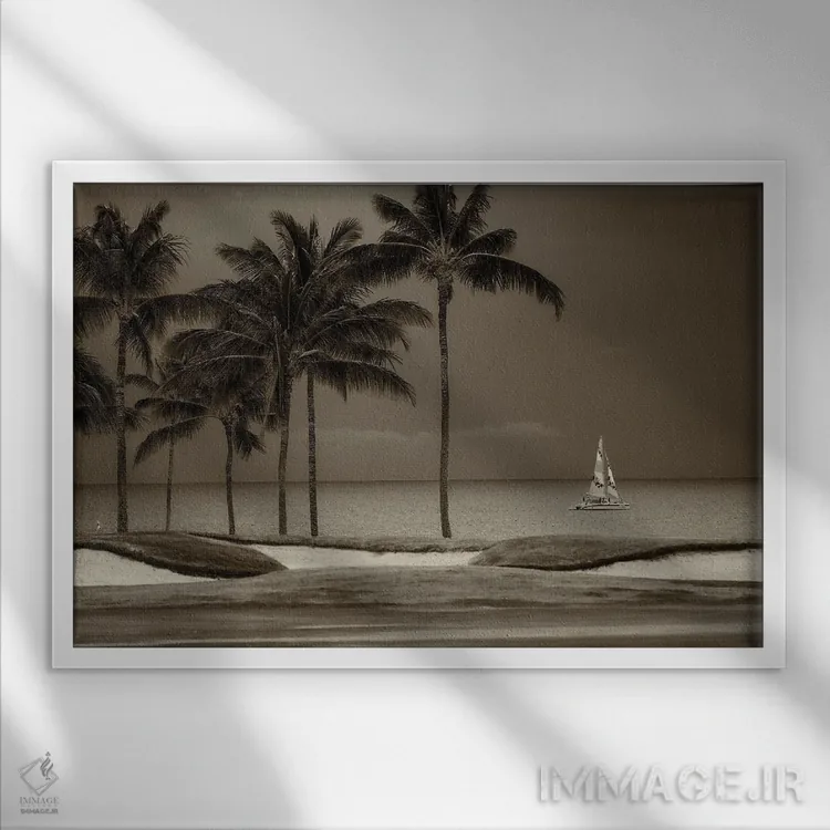 تابلو قایقرانی زمین گلف اثر دنیس فراتس - نمای قابدار سفید