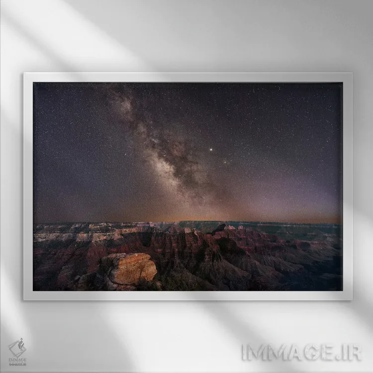 تابلو شب گرند کنیون یک اثر دنیس فراتس - نمای قابدار سفید