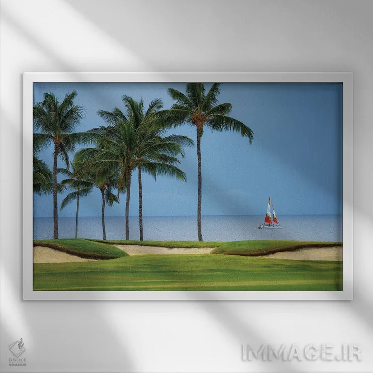 تابلو بادبانسواری گلف چهار اثر دنیس فراتس - نمای قابدار سفید