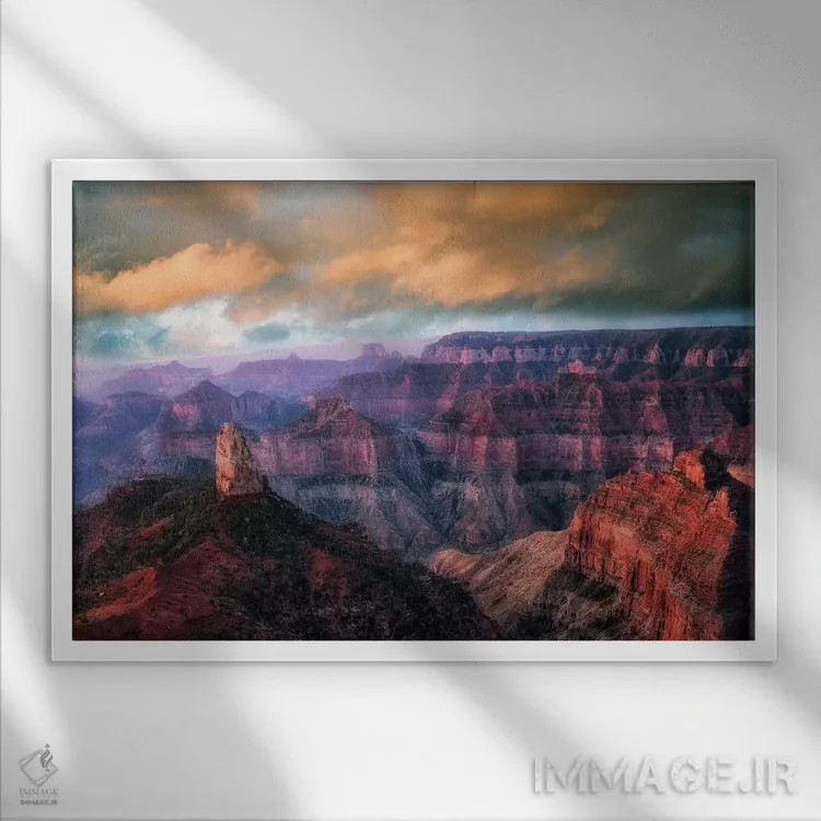 تابلو غروب گرند کنیون چهار اثر دنیس فراتس - نمای قابدار سفید