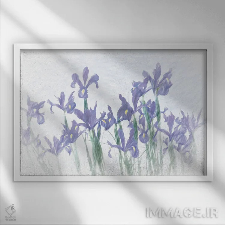 تابلو گروه زنبق دو اثر دنیس فراتس - نمای قابدار سفید