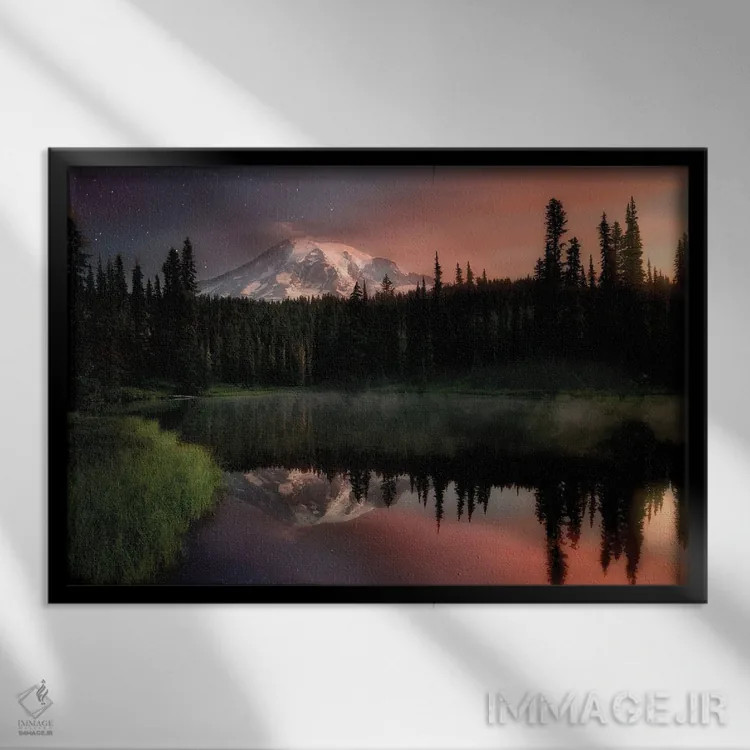 تابلو انعکاس کوه رینر اثر دنیس فراتس - نمای قابدار مشکی
