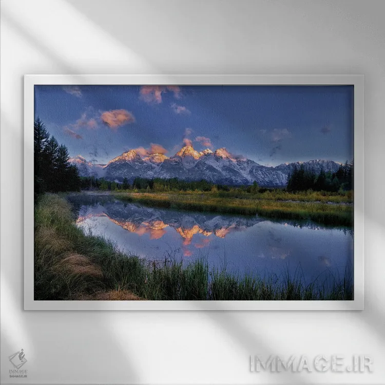 تابلو طلوع انعکاس تتون اثر دنیس فراتس - نمای قابدار سفید