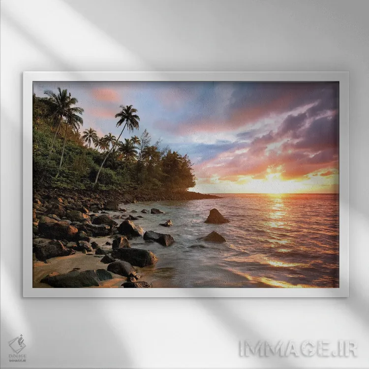 تابلو غروب کائوآئی (جزیره) اثر دنیس فراتس - نمای قابدار سفید