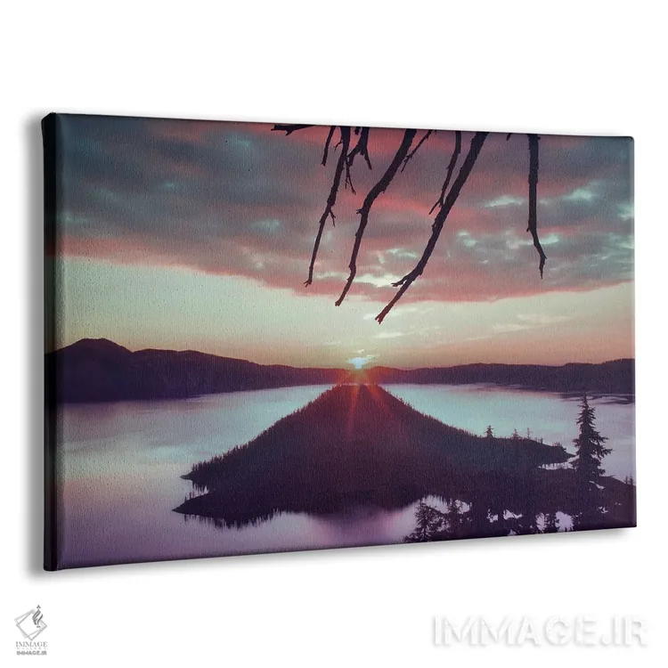 تابلو طلوع خورشید دریاچه دهانه آتشفشانی اثر دنیس فراتس - نمای پرسپکتیو محصول