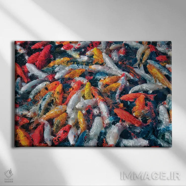 تابلو مهمانی ماهی کوی (ژاپنی) اثر دنیس فراتس - نمای روبهرو روی دیوار