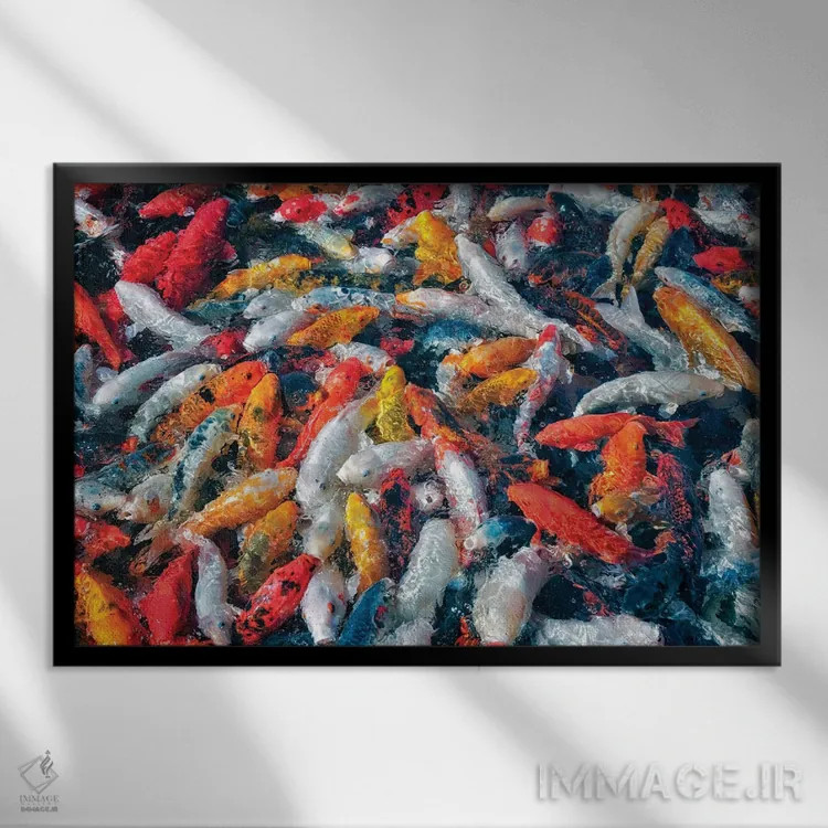 تابلو مهمانی ماهی کوی (ژاپنی) اثر دنیس فراتس - نمای قابدار مشکی