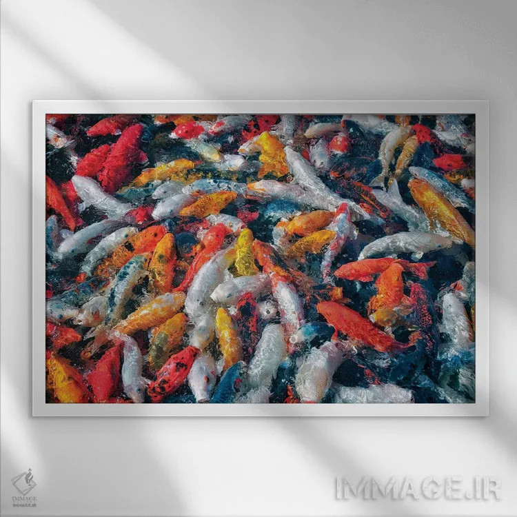 تابلو مهمانی ماهی کوی (ژاپنی) اثر دنیس فراتس - نمای قابدار سفید