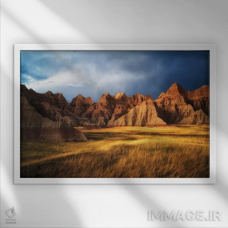 تابلو طلوع سرزمینهای بایر ۲ اثر دنیس فراتس - نمای قابدار سفید