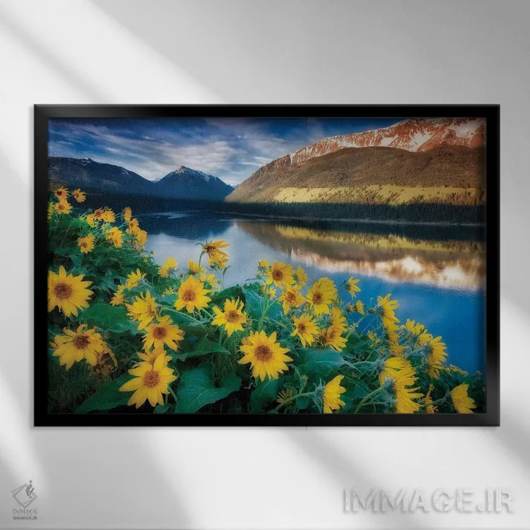 تابلو گلهای کنار دریاچه اثر دنیس فراتس - نمای قابدار مشکی