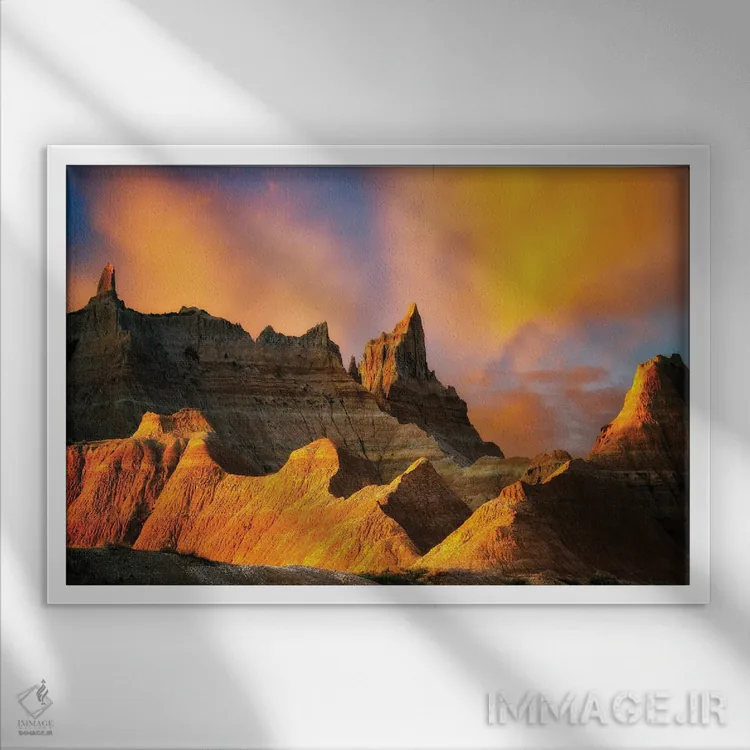 تابلو طلوع سرزمینهای بایر (با نگارش اشتباه) اثر دنیس فراتس - نمای قابدار سفید