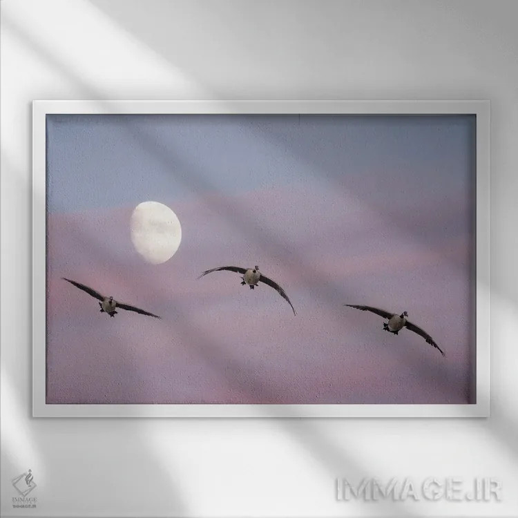 تابلو غازها، ماه و غروب اثر دنیس فراتس - نمای قابدار سفید