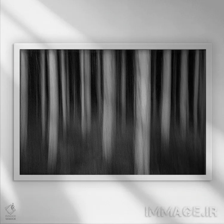 تابلو درختان انتزاعی اثر دنیس فراتس - نمای قابدار سفید