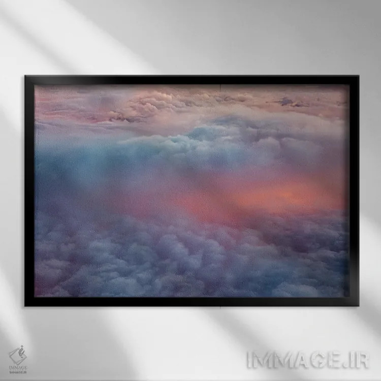 تابلو ابرهای غروب از بالا ۲ اثر دنیس فراتس - نمای قابدار مشکی