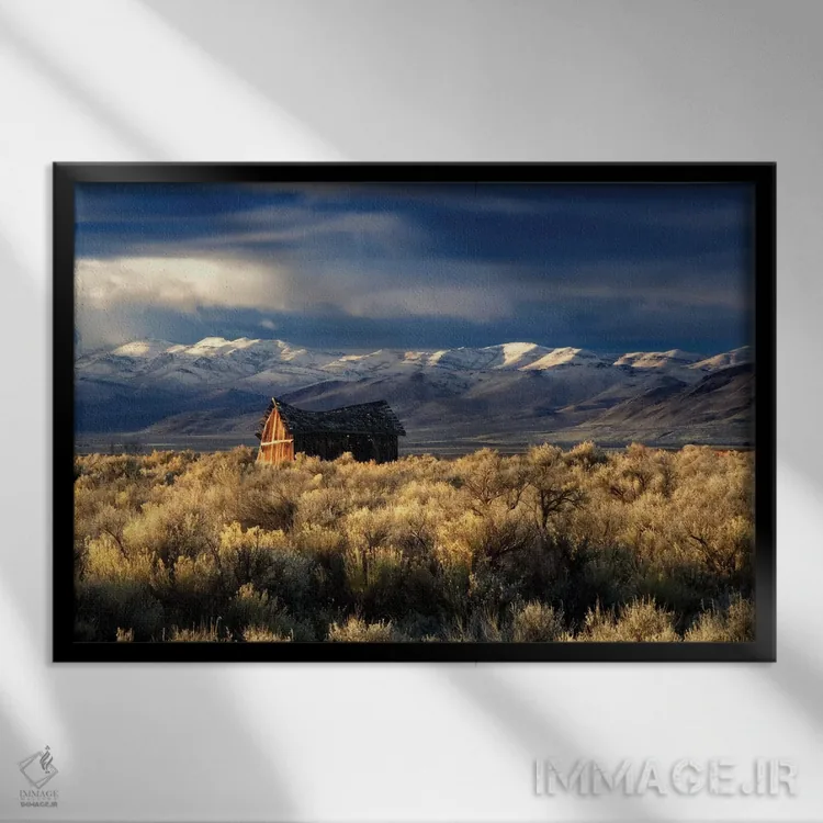 تابلو کلبه تنها اثر دنیس فراتس - نمای قابدار مشکی