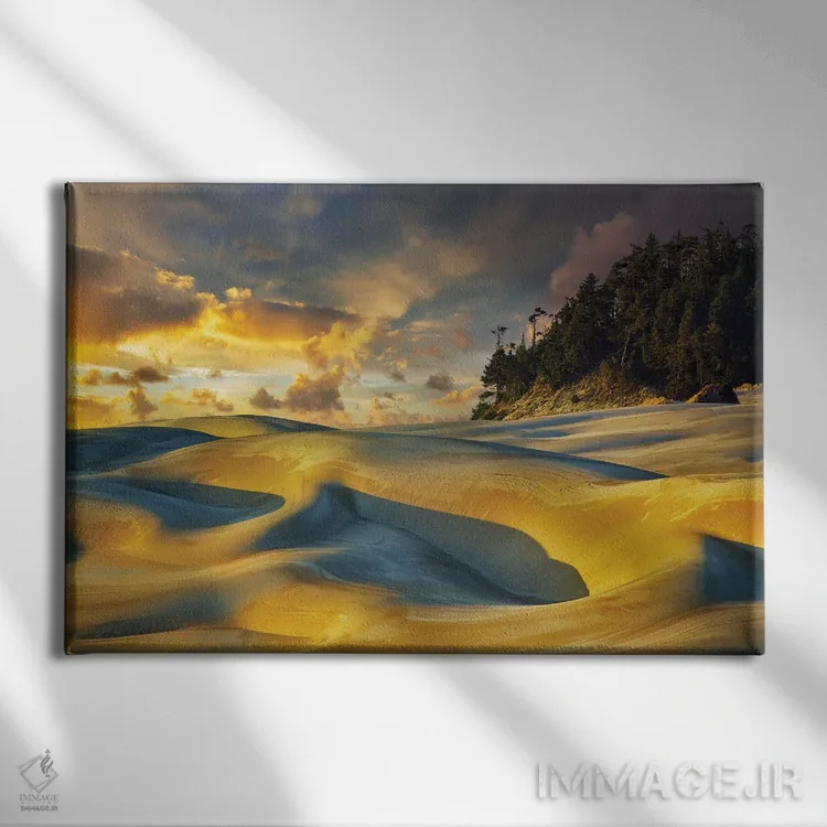 تابلو غروب تپههای شنی اثر دنیس فراتس - نمای روبهرو روی دیوار