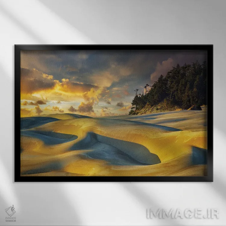 تابلو غروب تپههای شنی اثر دنیس فراتس - نمای قابدار مشکی