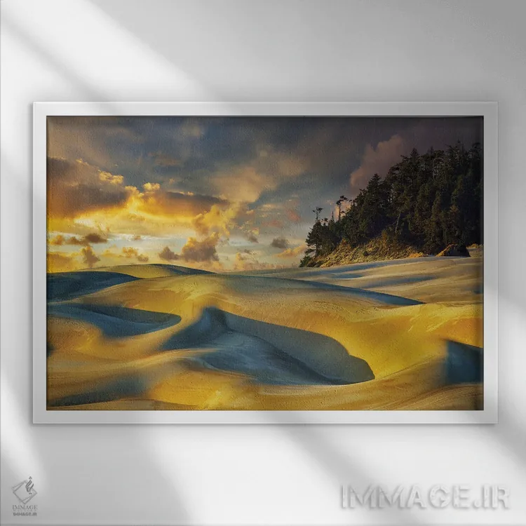 تابلو غروب تپههای شنی اثر دنیس فراتس - نمای قابدار سفید