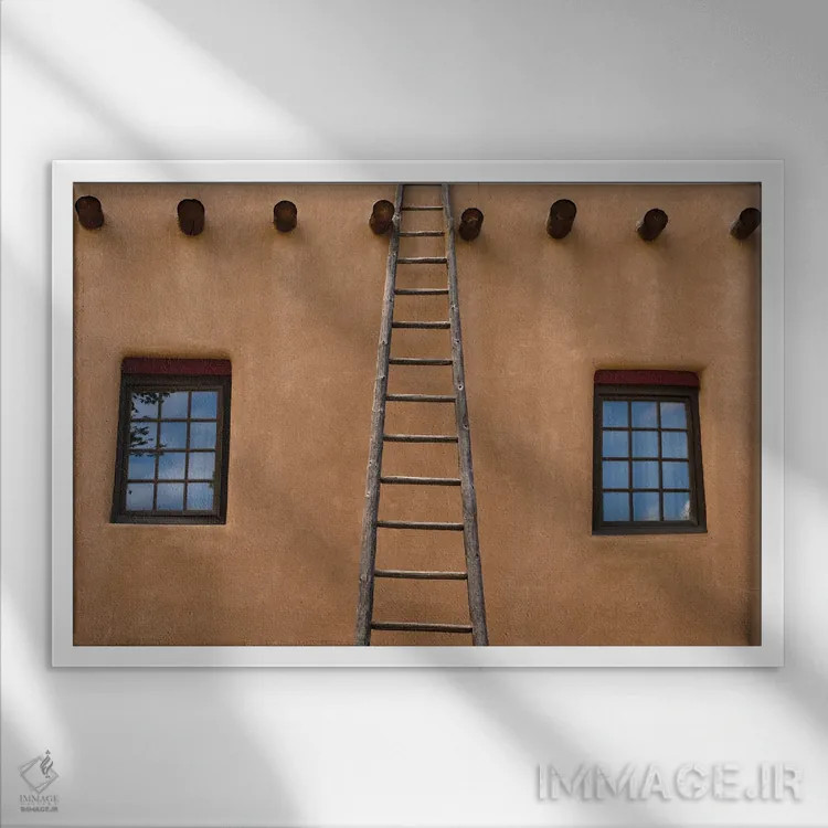 تابلو نردبان خشتی اثر دنیس فراتس - نمای قابدار سفید