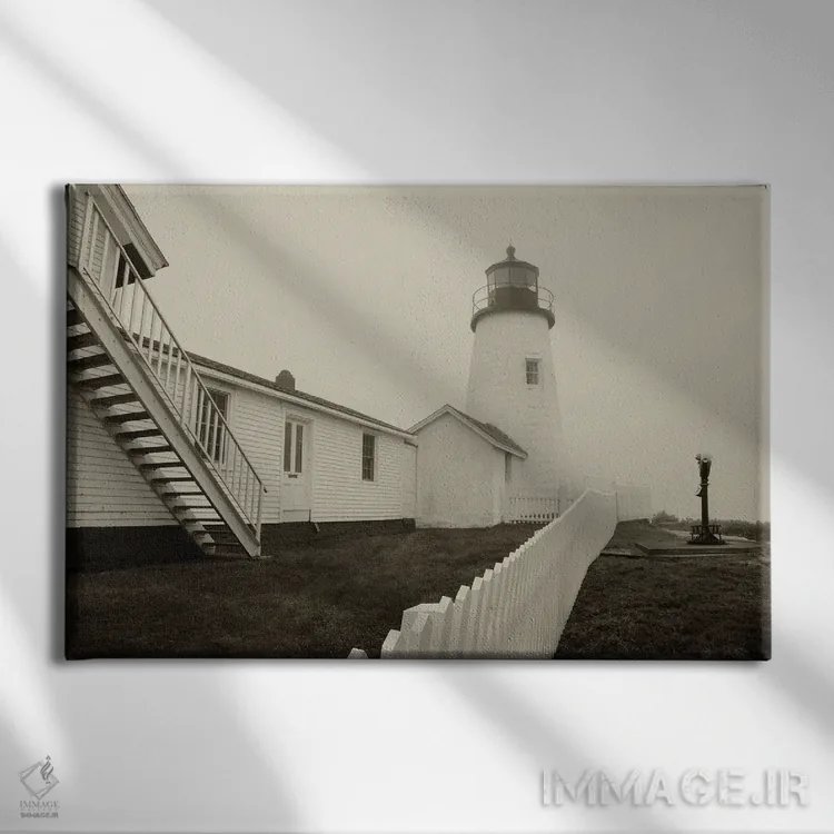 تابلو فانوس دریایی در مه اثر دنیس فراتس - نمای روبهرو روی دیوار