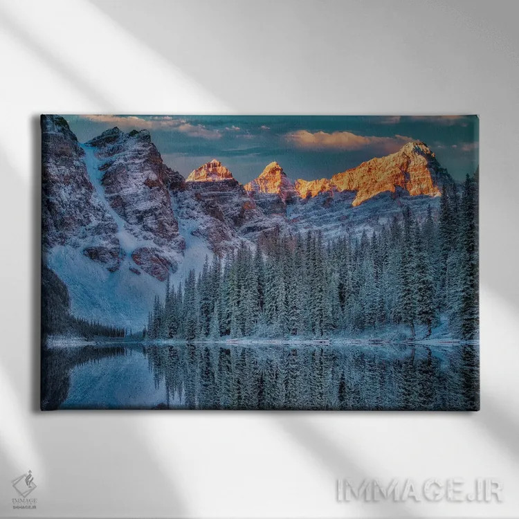 تابلو طلوع دریاچه مورین I (کانادا) اثر دنیس فراتس - نمای روبهرو روی دیوار