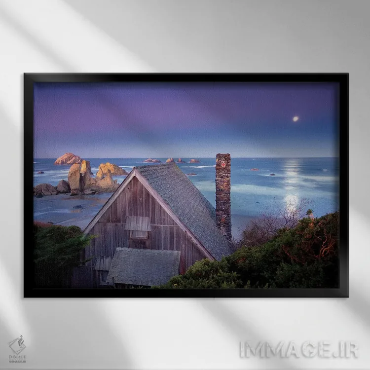 تابلو کلبه ساحلی اثر دنیس فراتس - نمای قابدار مشکی