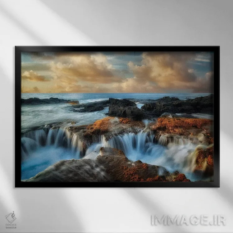 تابلو غروب چاه دریایی اثر دنیس فراتس - نمای قابدار مشکی