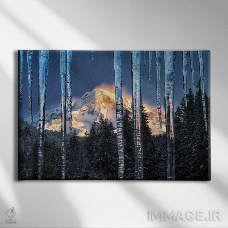 تابلو یخ کوه راینیِر (کوه) اثر دنیس فراتس - نمای روبهرو روی دیوار