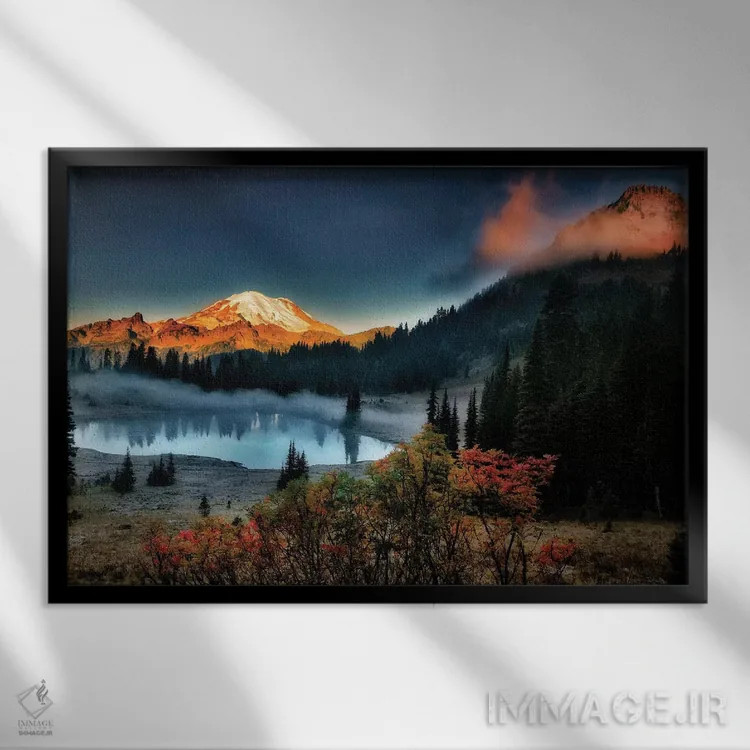 تابلو طلوع آفتاب در راینیِر اثر دنیس فراتس - نمای قابدار مشکی