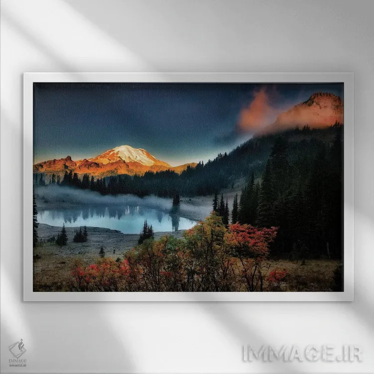 تابلو طلوع آفتاب در راینیِر اثر دنیس فراتس - نمای قابدار سفید