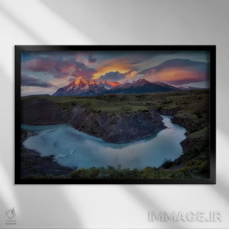 تابلو طلوع رودخانه ریو پاین (آمریکای جنوبی) اثر دنیس فراتس - نمای قابدار مشکی