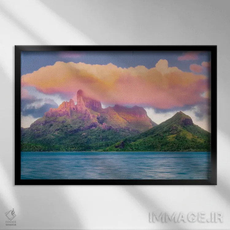 تابلو غروب بورا بورا (جزیره) اثر دنیس فراتس - نمای قابدار مشکی