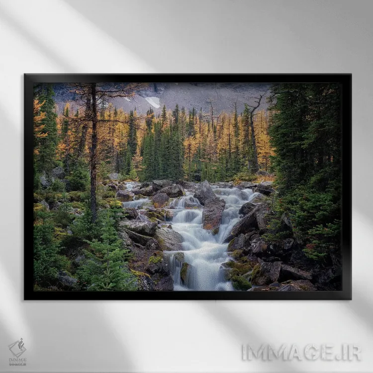 تابلو آبشار کانادا اثر دنیس فراتس - نمای قابدار مشکی