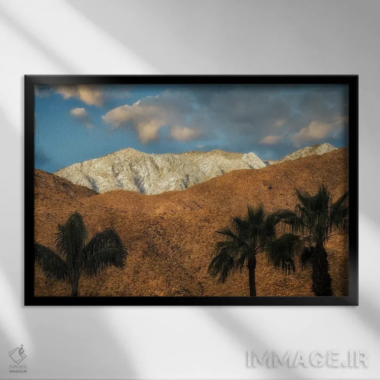 تابلو بارش برف در بیابان نخل II اثر دنیس فراتس - نمای قابدار مشکی