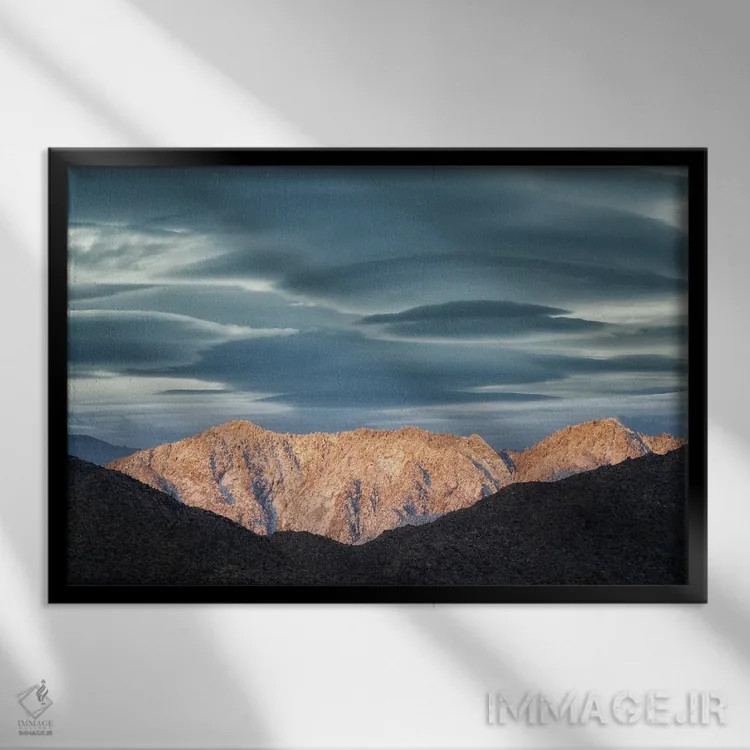 تابلو بارش برف در بیابان نخل IV اثر دنیس فراتس - نمای قابدار مشکی