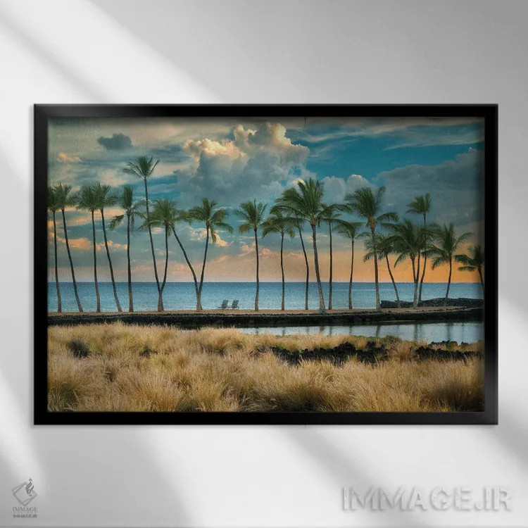 تابلو ساحل آ-آ (نام محلی در هاوایی) اثر دنیس فراتس - نمای قابدار مشکی