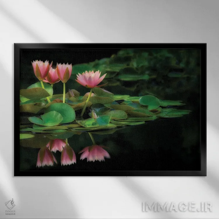 تابلو بازتاب سوسن اثر دنیس فراتس - نمای قابدار مشکی