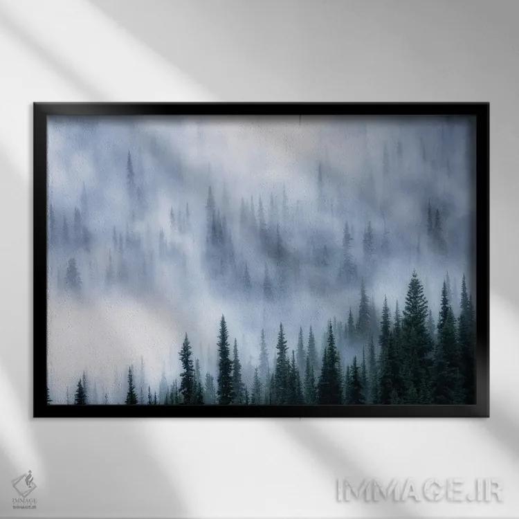 تابلو جنگل مهآلود اثر دنیس فراتس - نمای قابدار مشکی
