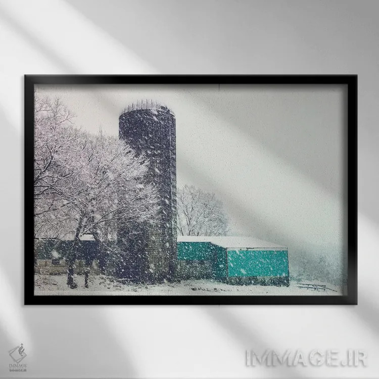 تابلو زمستان در مزرعه اثر دبرا اوبرتانک - نمای قابدار مشکی